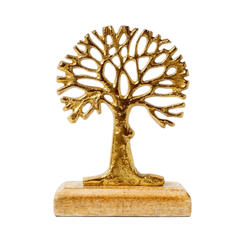 WOOD & ALUMINIUM TREE SCULPTURE (GOLD)